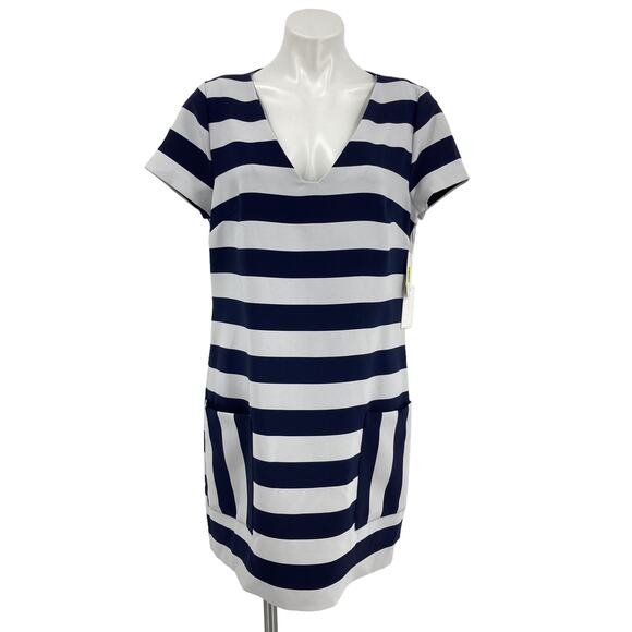 NWT 1.State Striped V-Neck Tunic Shirt Dress L - Picture 1 of 5